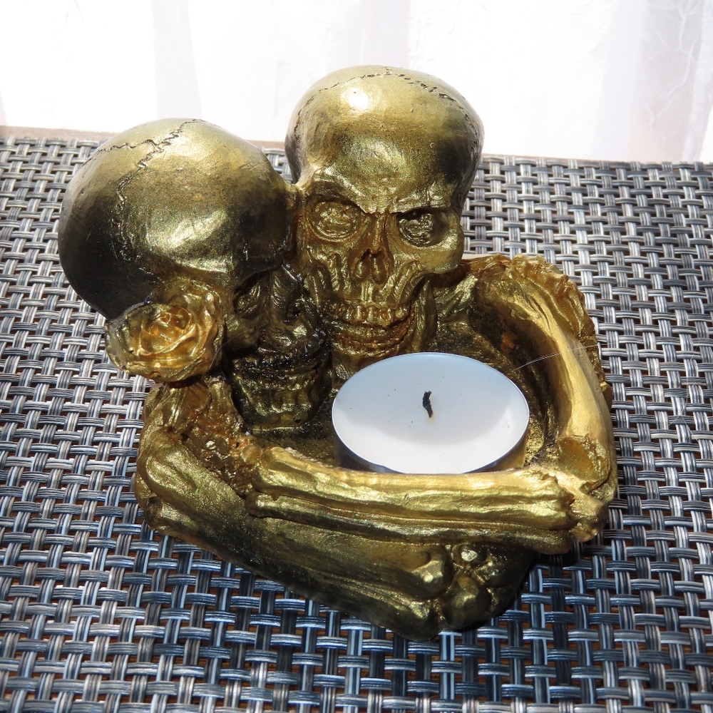 Gold and Black Skeleton Candle Holder